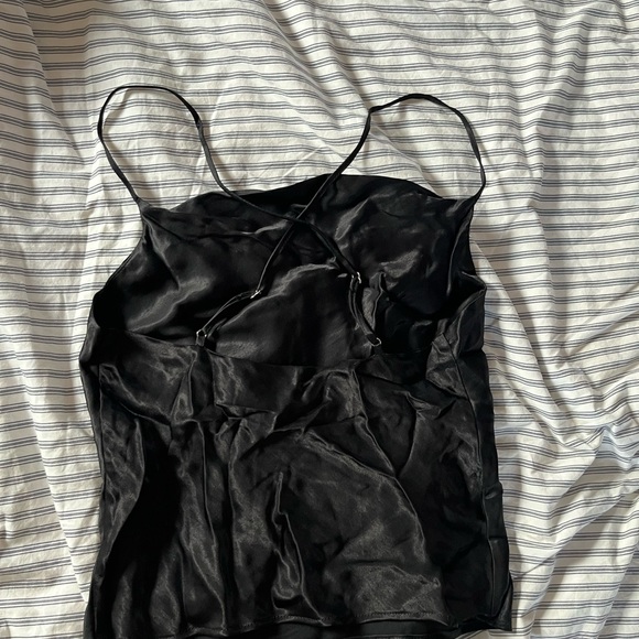 ZARA black satin camisole cami tank top cowl neck going out top - Picture 3 of 4